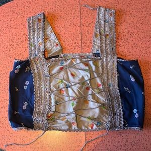 cottagecore purple floral cropped corset tank top S